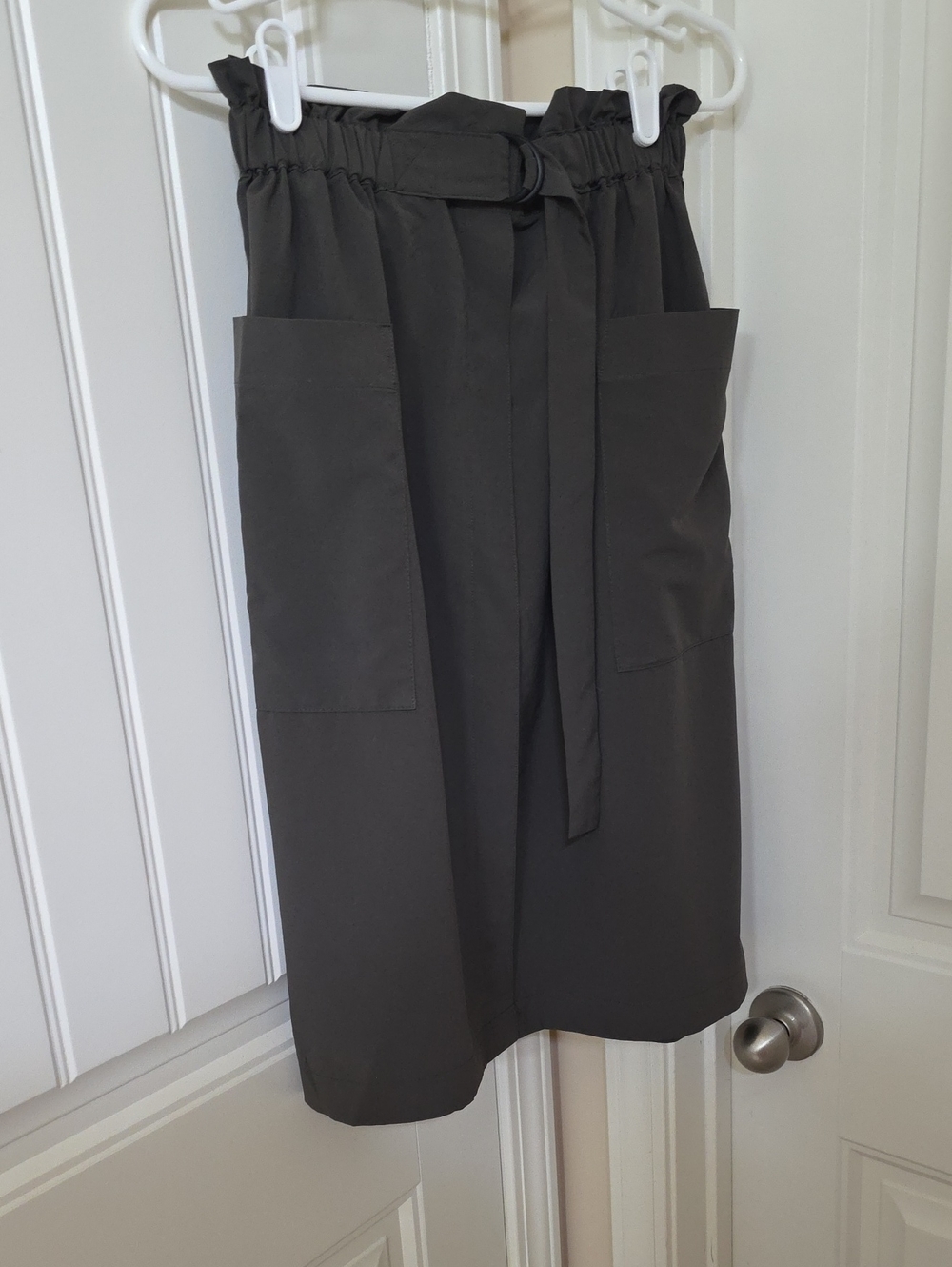 Prologue Charcoal Paperbag Midi Skirt with Belt